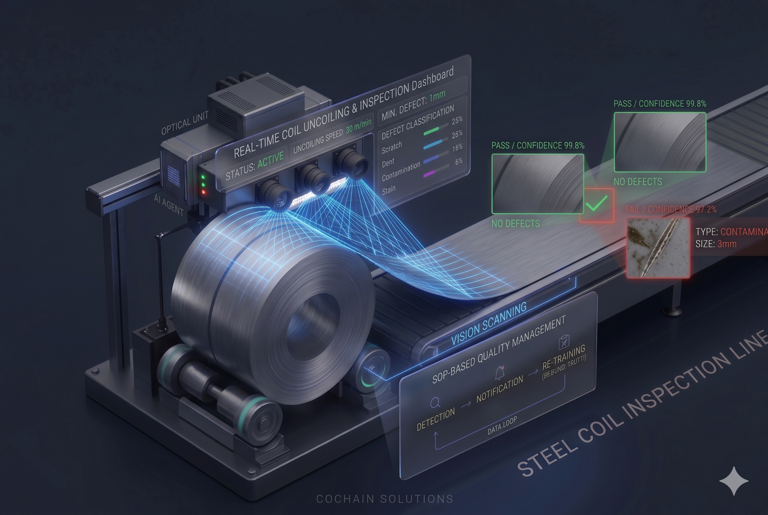 광학계와 딥러닝 자동 검사 개념 이미지