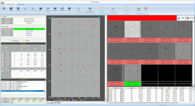 현장에 설치된 결함검출 시스템 화면